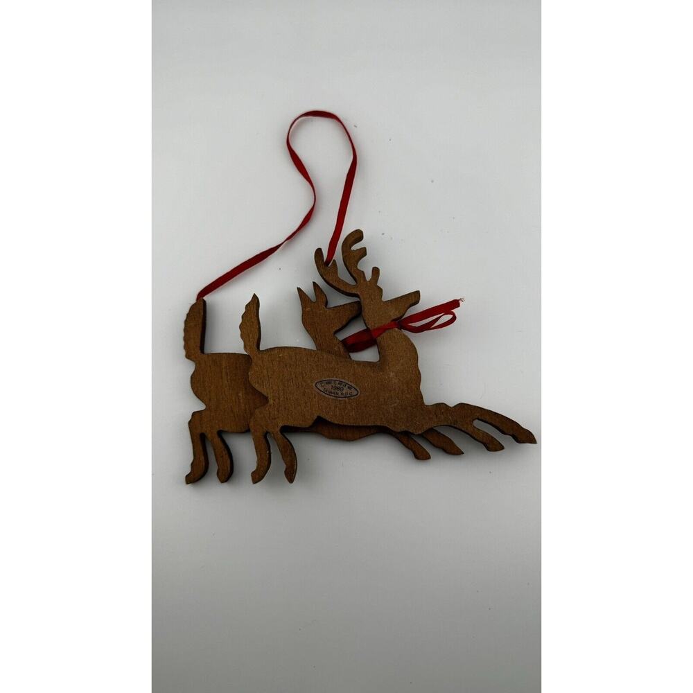 Vintage Kurt S. Adler Wooden Reindeer Ornament - 1989 Collectible